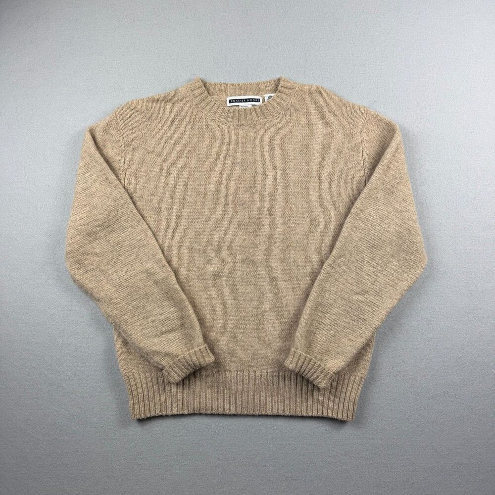 Vintage 100% Shetland Wool Jennifer Moore Sweater Women M Beige Knit